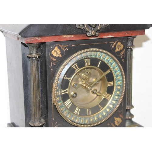 1358 - Mix of antique and later mantel clocks, to incl slate-cased, anniversary, Napoleon Hat clock and oth... 