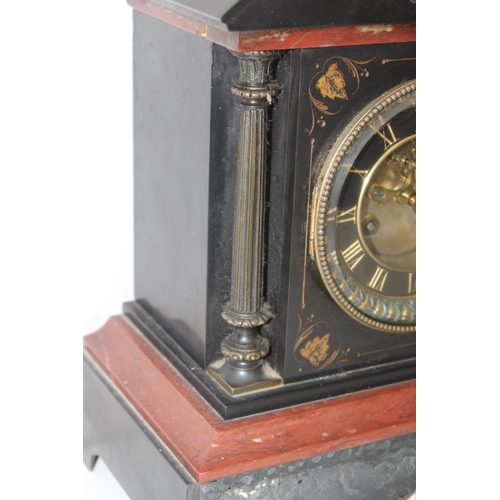 1358 - Mix of antique and later mantel clocks, to incl slate-cased, anniversary, Napoleon Hat clock and oth... 