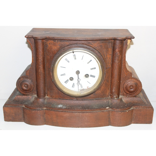 1358 - Mix of antique and later mantel clocks, to incl slate-cased, anniversary, Napoleon Hat clock and oth... 