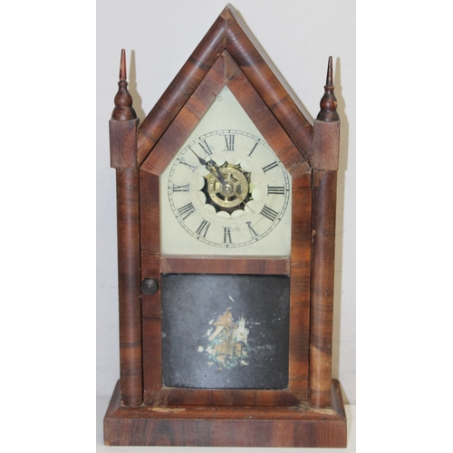 1358 - Mix of antique and later mantel clocks, to incl slate-cased, anniversary, Napoleon Hat clock and oth... 