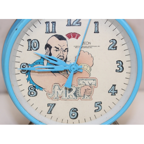 1359 - 4 vintage children's wind-up alarm clocks to incl Mickey Mouse, Mr. T, Thomas the Tank Engine and No... 