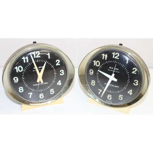 1360 - Qty of retro wind up bedside clocks, mostly Westclox