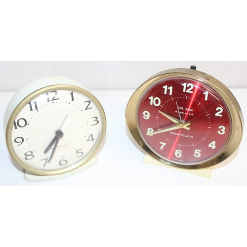 1360 - Qty of retro wind up bedside clocks, mostly Westclox