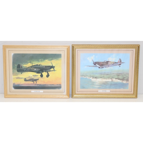 1432 - Assorted aviation themed pictures and prints to incl Hurricane and Spitfire, and a limited edition (... 