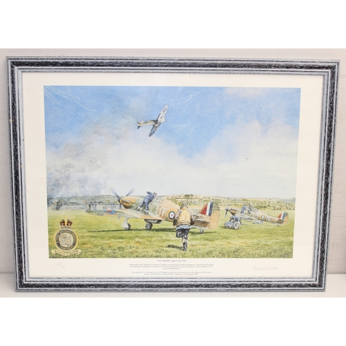 1432 - Assorted aviation themed pictures and prints to incl Hurricane and Spitfire, and a limited edition (... 