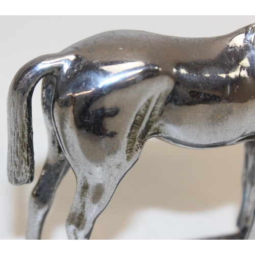 1465 - An early 20th century chrome-plated racing horse car mascot, possibly by Louis Lejeune, approx 11cm ... 