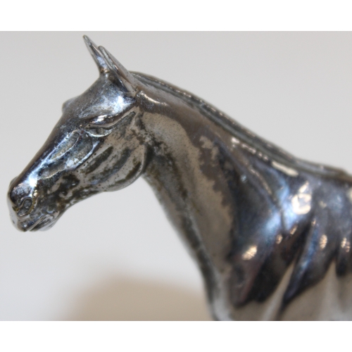 1465 - An early 20th century chrome-plated racing horse car mascot, possibly by Louis Lejeune, approx 11cm ... 