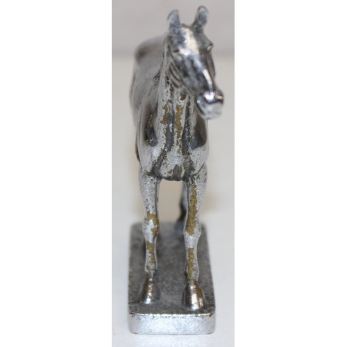 1465 - An early 20th century chrome-plated racing horse car mascot, possibly by Louis Lejeune, approx 11cm ... 