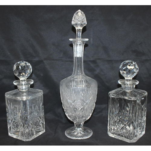 1611 - Qty of mixed glassware to incl decanters, large vases, wine glasses, lightshades, Caithness paperwei... 