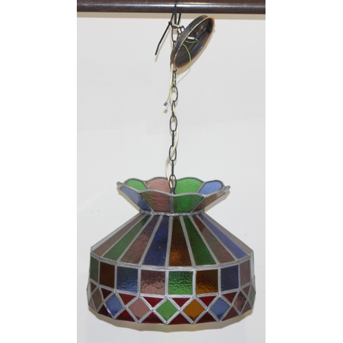 244 - A vintage Tiffany style leaded glass lamp shade, multicoloured, approx 43cm in diameter