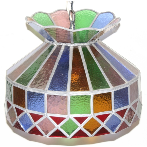 244 - A vintage Tiffany style leaded glass lamp shade, multicoloured, approx 43cm in diameter