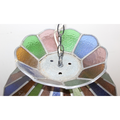 244 - A vintage Tiffany style leaded glass lamp shade, multicoloured, approx 43cm in diameter