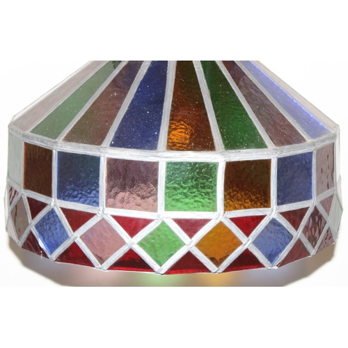 244 - A vintage Tiffany style leaded glass lamp shade, multicoloured, approx 43cm in diameter