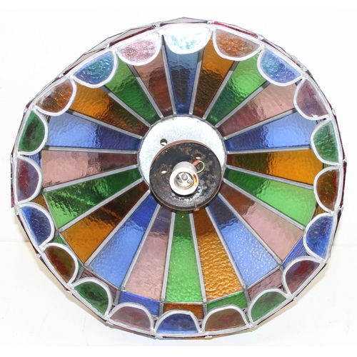 244 - A vintage Tiffany style leaded glass lamp shade, multicoloured, approx 43cm in diameter