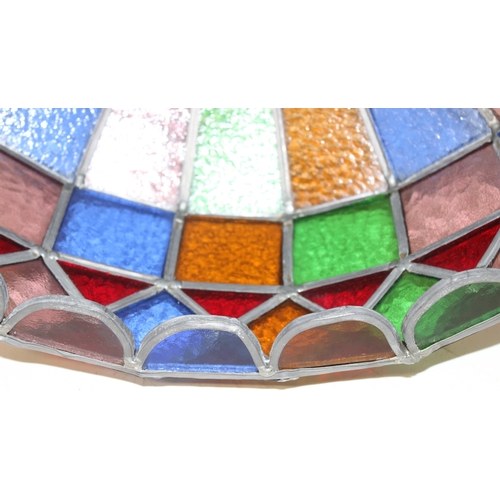 244 - A vintage Tiffany style leaded glass lamp shade, multicoloured, approx 43cm in diameter