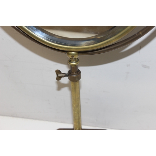 272 - Vintage adjustable dressing table bevelled-edged swing-mirror in brushed brass finish, approx 68cm