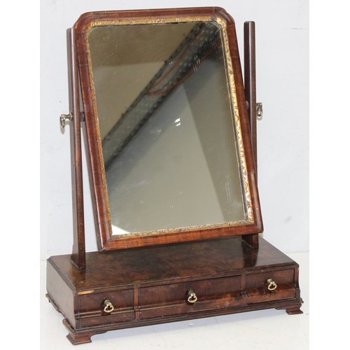 291 - 19th century mahogany framed table top mirror with 3 drawers, approx 40cm W  x 51cm H, and 2 antique... 