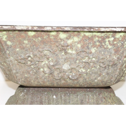 302 - 19th century Neoclassical cast iron garden planter, approx 61cm x 34cm x 25cm