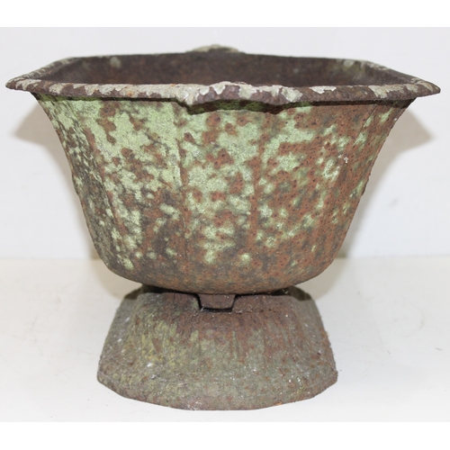 302 - 19th century Neoclassical cast iron garden planter, approx 61cm x 34cm x 25cm