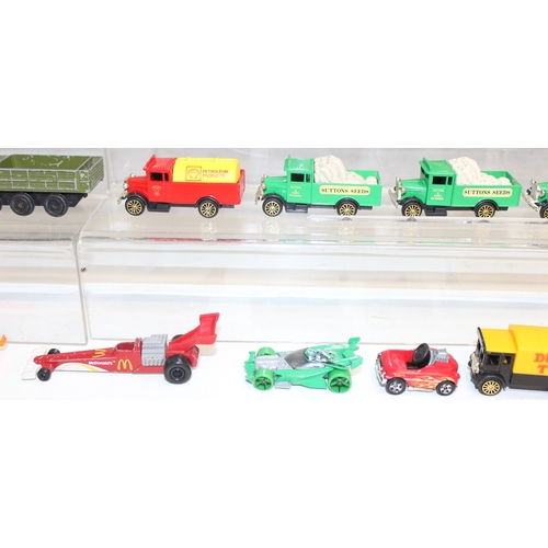 603 - Qty of Die cast scale model vehicles to incl Corgi, Hot Wheels etc, many with advertising such as Mc... 