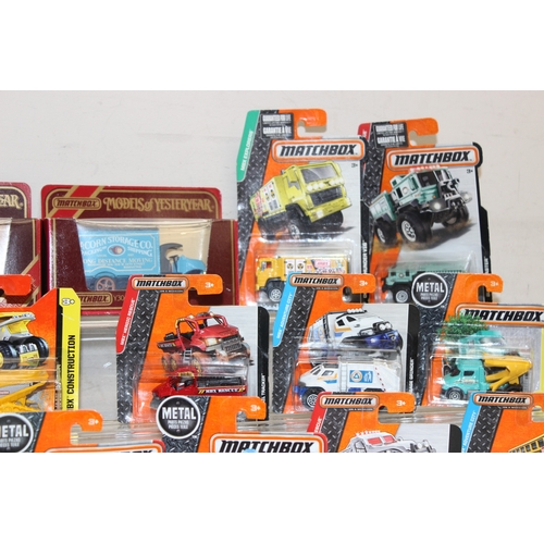 604 - Qty of Matchbox toy scale model vehicles, many in original packaging, some advertising such as Rownt... 