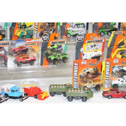 604 - Qty of Matchbox toy scale model vehicles, many in original packaging, some advertising such as Rownt... 