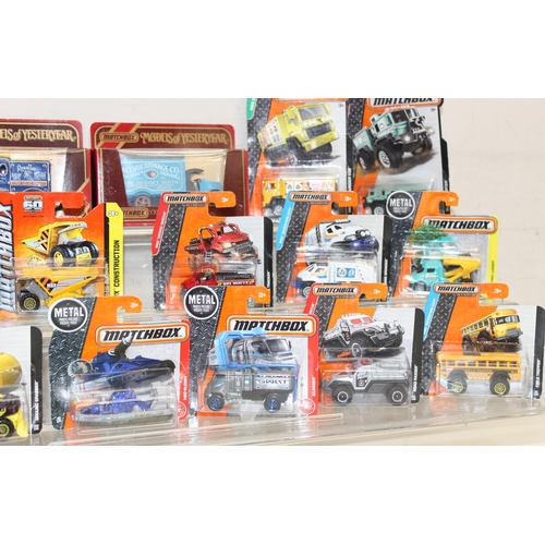 604 - Qty of Matchbox toy scale model vehicles, many in original packaging, some advertising such as Rownt... 