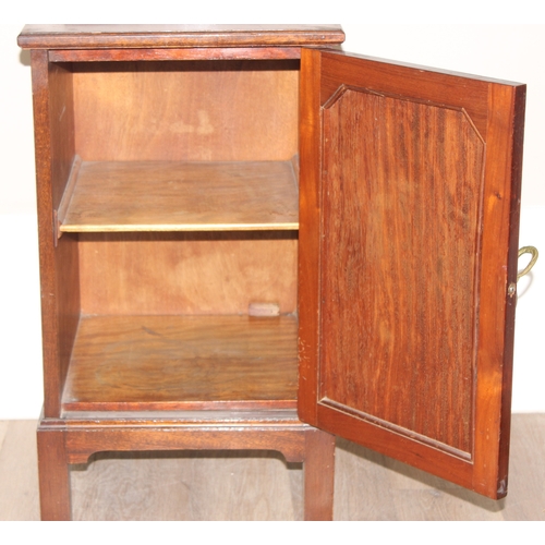 81 - Queen Anne style bedside cabinet on cabriolet legs by Dillon and a mahogany bedside cabinet, largest... 