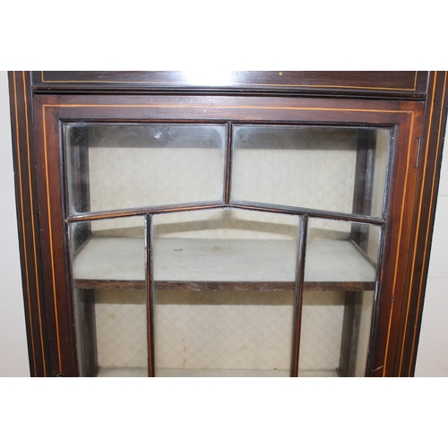 90 - An antique mahogany display cabinet with Sheraton style painted details, approx 60cm wide x 29cm dee... 