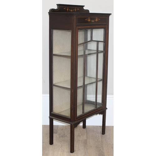 90 - An antique mahogany display cabinet with Sheraton style painted details, approx 60cm wide x 29cm dee... 