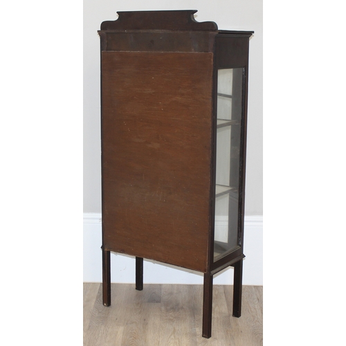 90 - An antique mahogany display cabinet with Sheraton style painted details, approx 60cm wide x 29cm dee... 