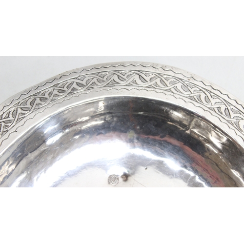 1052 - Egyptian silver - a large Egyptian silver serving tray with Celtic style engraved border, various ma... 