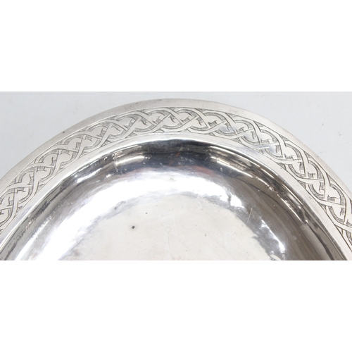 1053 - Egyptian silver - a large Egyptian silver serving tray with Celtic style engraved border, various ma... 