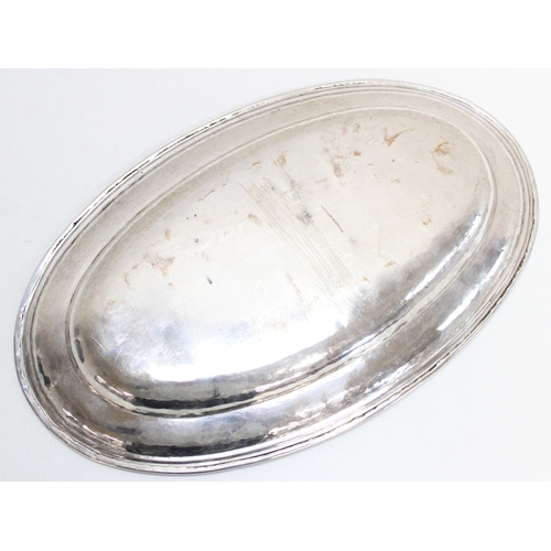 1055 - Egyptian silver - a large Egyptian silver serving tray with planished border, various marks but mark... 