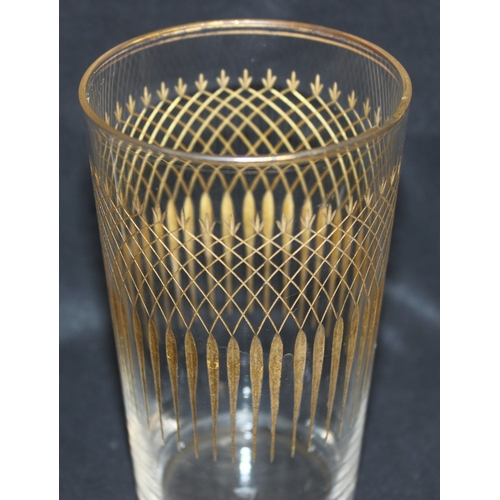 1485 - Set of 6 Victorian tumbler drinking glasses with hand-etched design and gilt decoration, approx 12cm... 