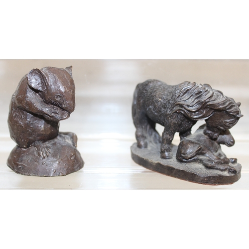 1645 - 8 various resin carved wood effect figures to include woodland animals, largest approx 12cm tall