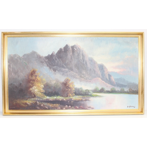 370 - 3 original oil paintings to incl 2 landscapes by S. Kaposy (XX) in gilt frames and a painting of St.... 