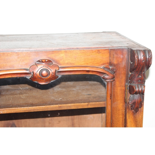 94 - Victorian glazed mahogany bookcase with 3 adjustable shelves, approx 99cm wide x 35cm deep x 108cm t... 