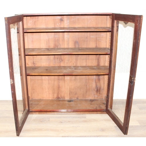 94 - Victorian glazed mahogany bookcase with 3 adjustable shelves, approx 99cm wide x 35cm deep x 108cm t... 