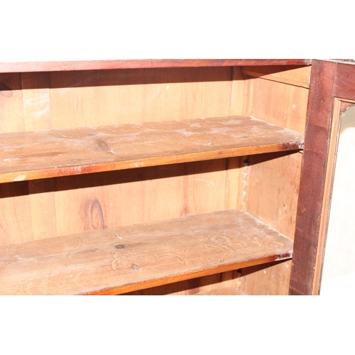 94 - Victorian glazed mahogany bookcase with 3 adjustable shelves, approx 99cm wide x 35cm deep x 108cm t... 