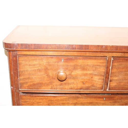 96 - A Victorian mahogany 2 over 3 chest of drawers with bun handles, approx 120cm wide x 51cm deep x 122... 