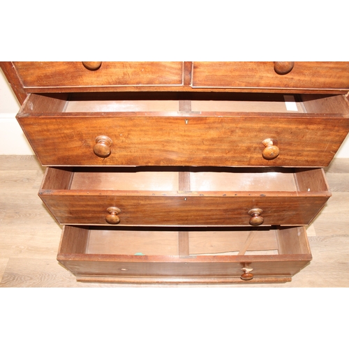 96 - A Victorian mahogany 2 over 3 chest of drawers with bun handles, approx 120cm wide x 51cm deep x 122... 