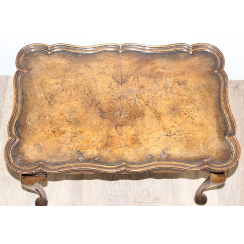 95 - A Georgian style tray topped low table with piecrust edge, likely early 20th century, approx 61cm wi... 