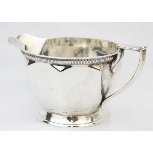 1025 - A silver 3 piece coffee set with fine gadrooned borders, marked for Sheffield 1937 & 1939 by Harriso... 