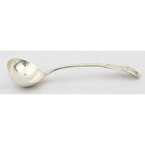 1079 - A Georgian silver king's pattern sauce ladle, marked for London 1821 with a rubbed makers mark, appr... 