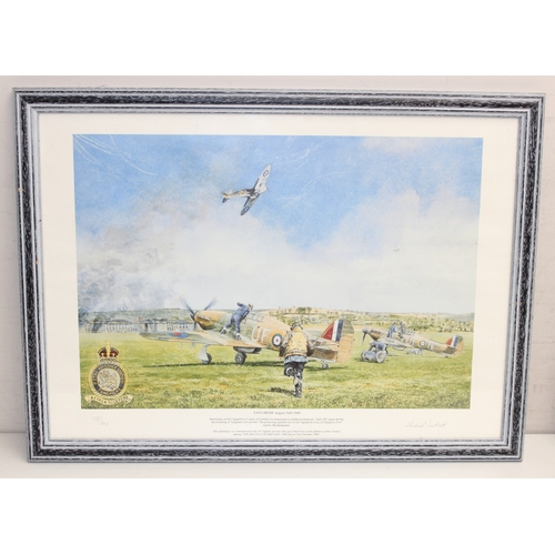 1432 - Assorted aviation themed pictures and prints to incl Hurricane and Spitfire, and a limited edition (... 