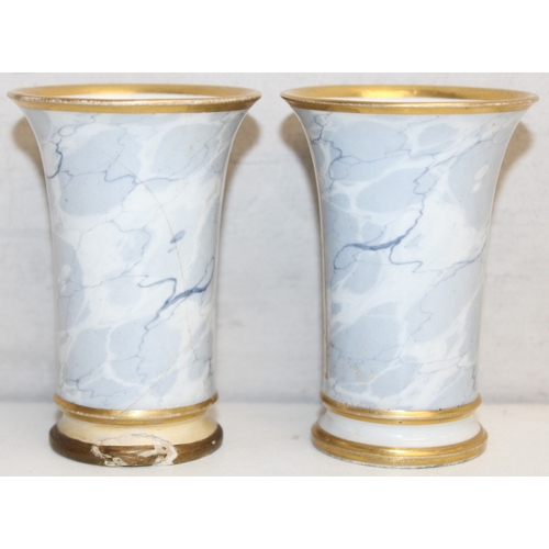 1500 - A pair of miniature Barr, Flight & Barr period Worcester vases each decorated with a landscape vigne... 