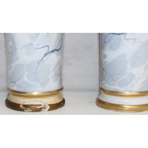 1500 - A pair of miniature Barr, Flight & Barr period Worcester vases each decorated with a landscape vigne... 