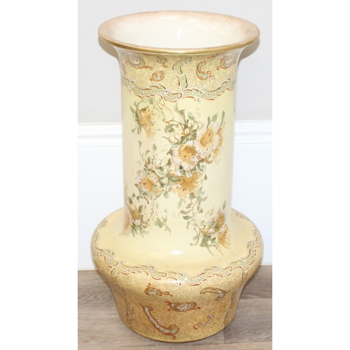 1624 - A large Royal Doulton floor vase of yellow ground, decorated with flowers, marked to base, approx 62... 