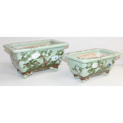 1629 - Mix of Oriental items to incl 2 decorative glazed ceramic Bonsai planters, largest approx 31cm W x 1... 